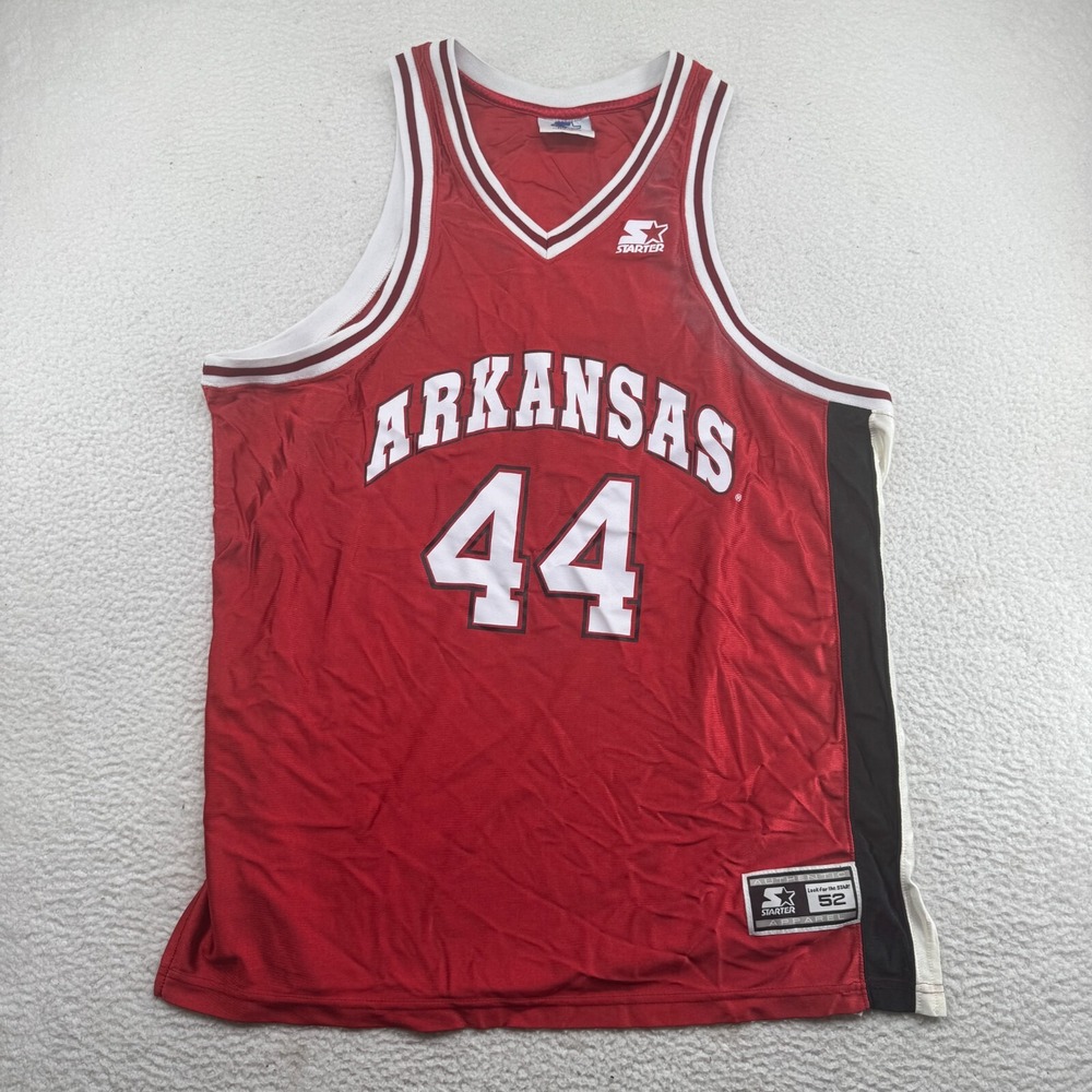 Vintage Starter Arkansas Razorbacks #44 Basketball Jersey Mens XL Red NCAA *